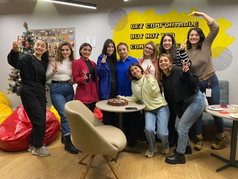 Members celebrating a birthday in the LTC lounge